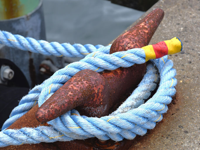 dock cleat with blue line