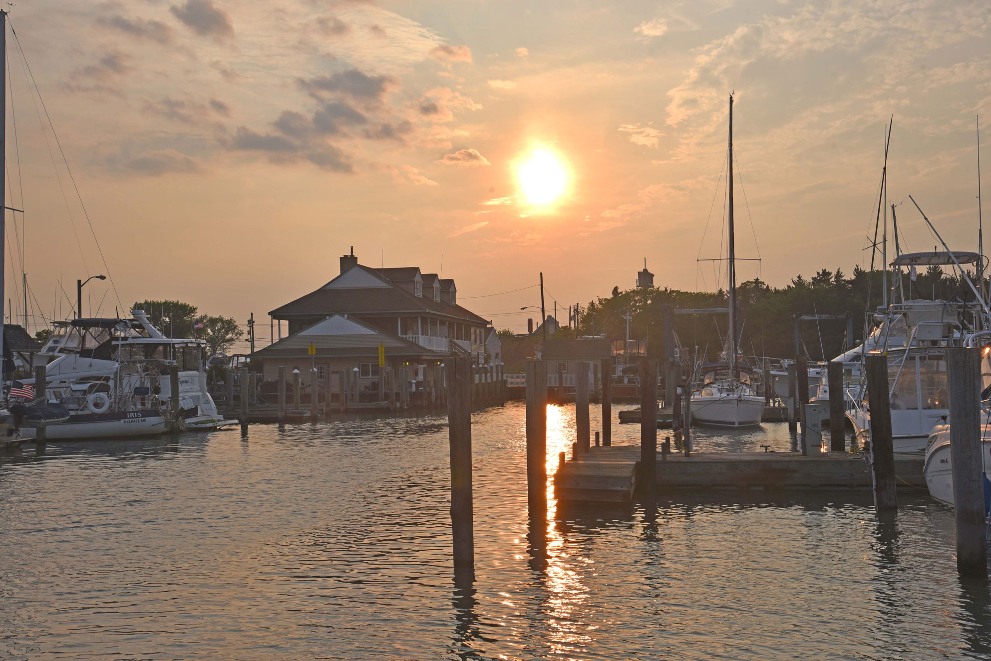 sunset in harbor