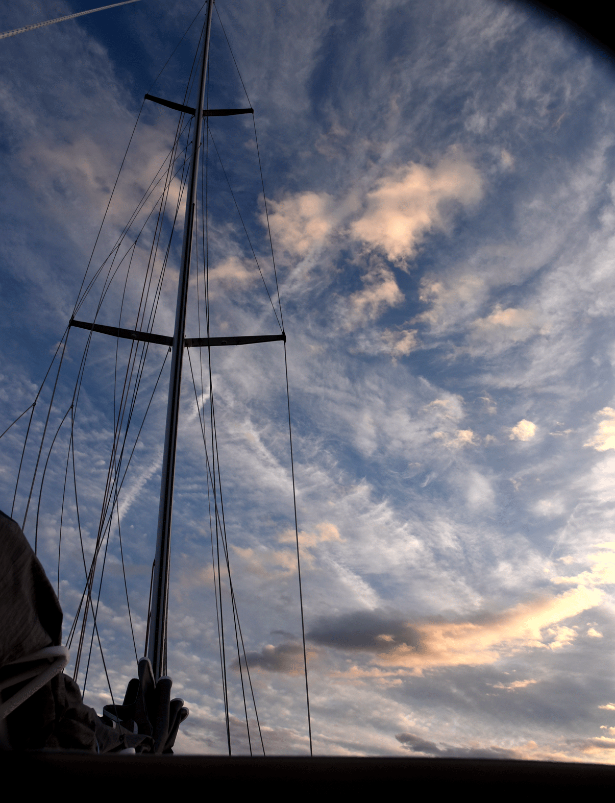 Mast against evening sky